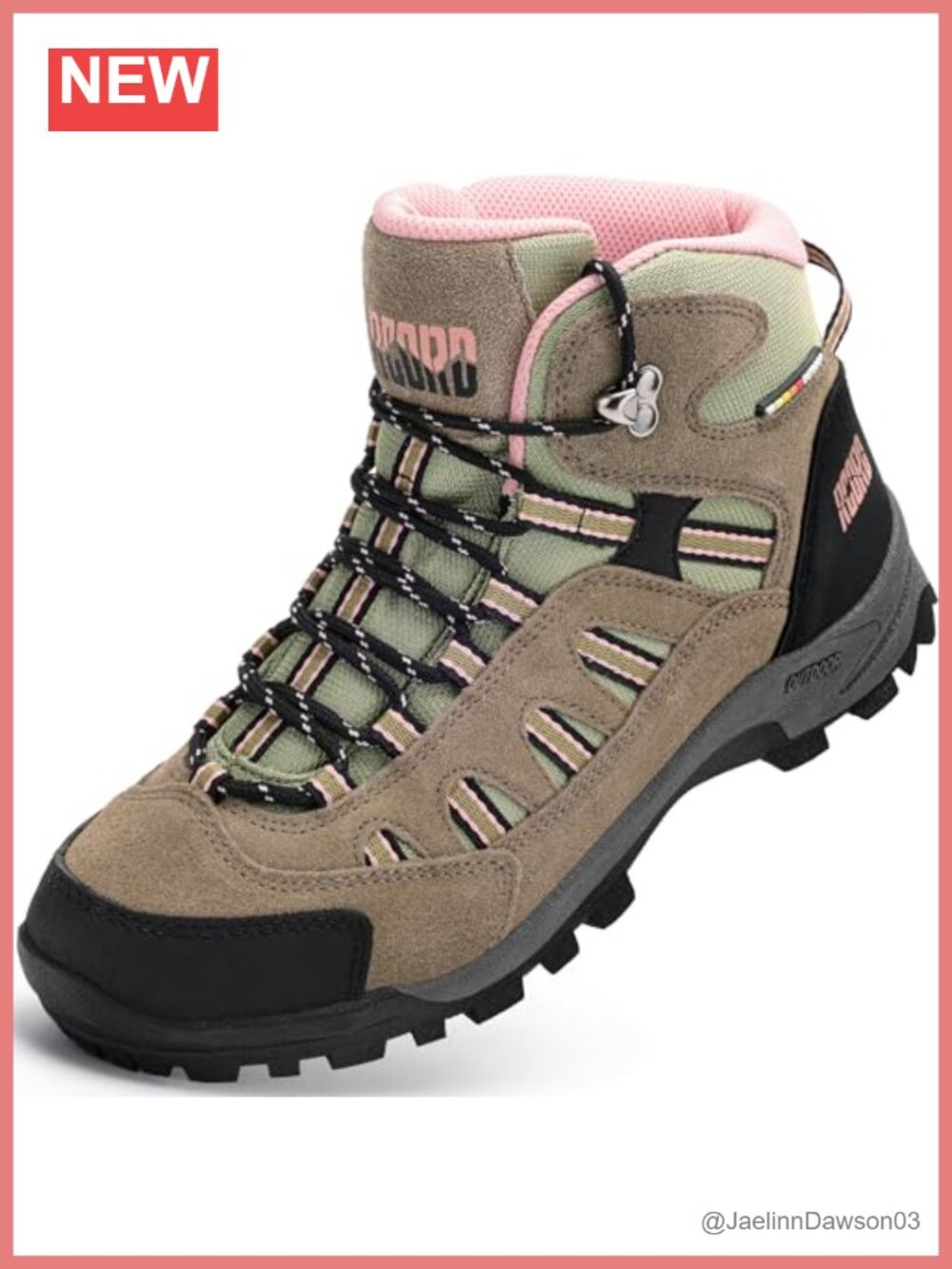 Waterproof Hiking Boots Women Non-Slip Suede Round Toe Lace Up Outdoor Boots